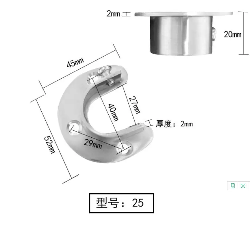 WANGSHAOWEI Flansch 2 stücke Rohr Armaturen Kleiderschrank Rohr Halterung 26mm 32mm 39mm 50,5mm Dia Wand Montieren Boden Stange Flansch Buchse Temperguss(SIZE4