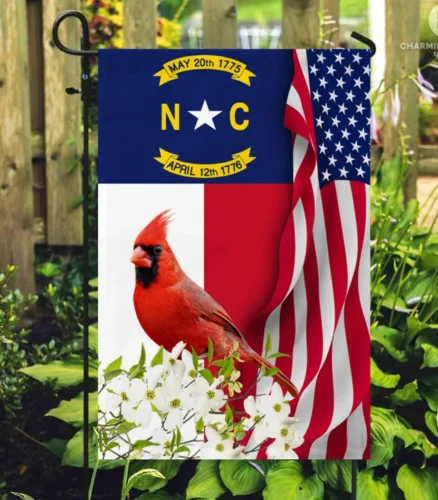 North Carolina State Garden Flag Cardinal With Dogwood Flower 12X18Inch