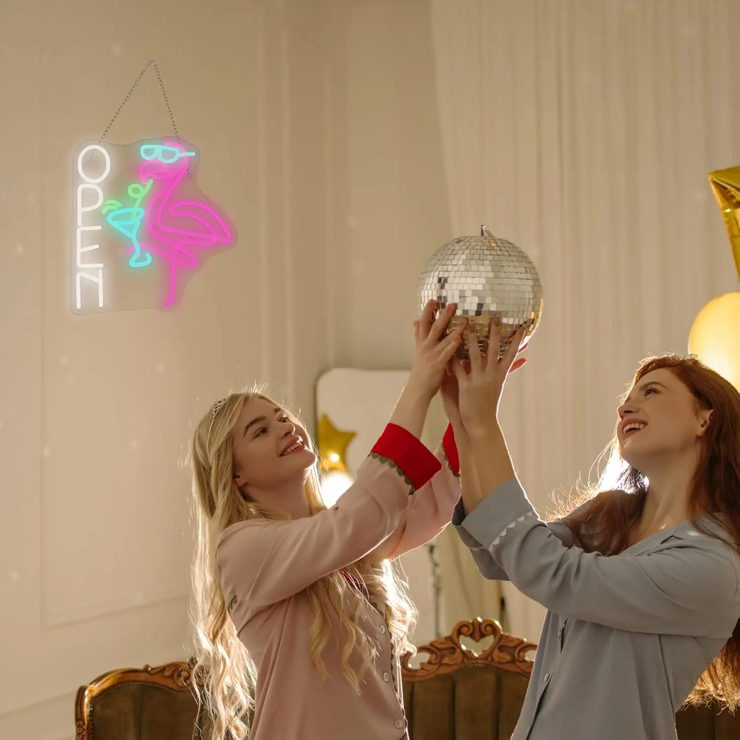 Flamingo Cocktail “OPEN” Neon Sign USB 5V Dimmable LED Neon Light for Bar Party Man Cave Summer Vibe Decor Business logo Sign