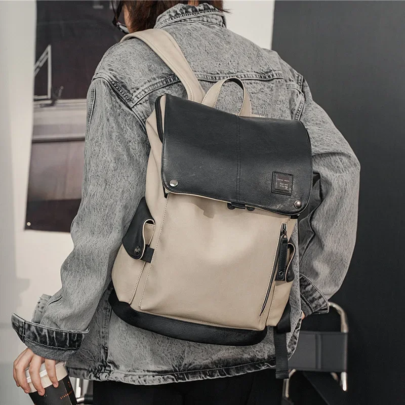 Fashion Large Capacity Men's Backpack Casual Business15.6inch Laptop Backpacks Men Bags Luxury PU Leather Backpack Mochila