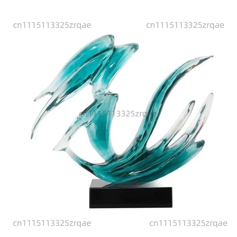 Hotel Living Room Office Transparent Crystal Fish Figurine Sculpture Resin Crafts Art for Decorative Purposes