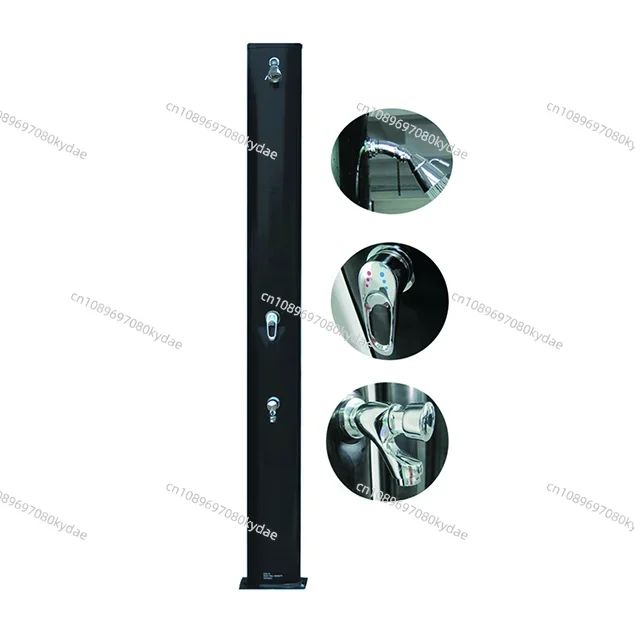 New Style Best price Popular Black Color 40L Aluminium pool outdoor solar shower with self-closing delayed action tap