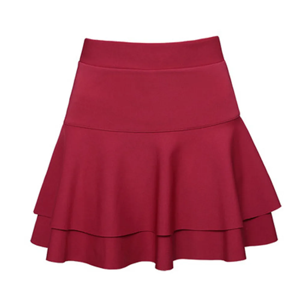 Women'S Solid Color Aesthetic Double-Layer Skirt Anti-Exposure A-Line Skirt Elegant Aesthetic Casual Dress Fashion Skirt