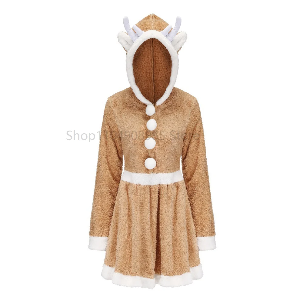 

Christmas Costume Cosplay Deer Long-sleeved Christmas Outfit Christmas Cute Princess Warm Dresses For Women