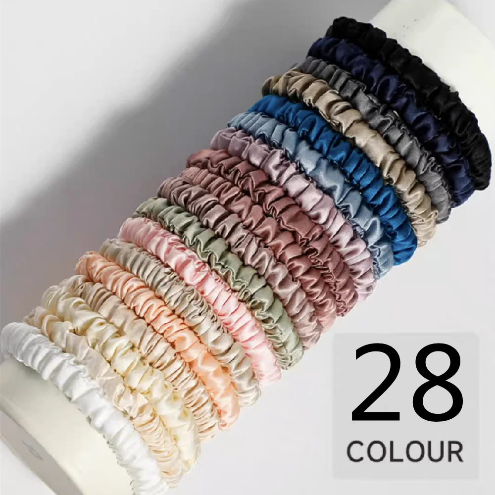 YANRONG 100% Natural Silk Solid Color Hair Ties High Quality Hair Scrunchies (22Momme) Women Big Hairbands Hair Accessories