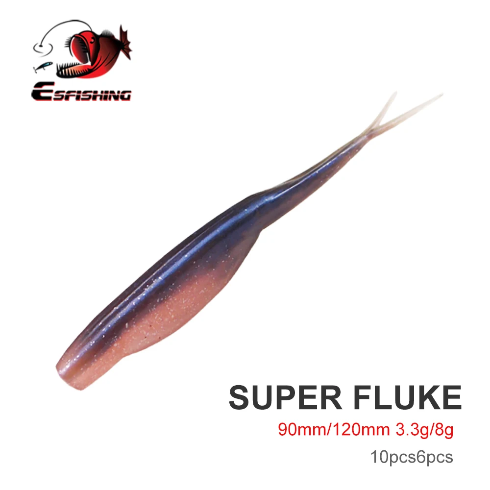 ESFISHING Soft Silicone Bait Super Fluke 90mm 120mm Minnow Isca Fishing accessories Leurre Souple Pesca Artificial