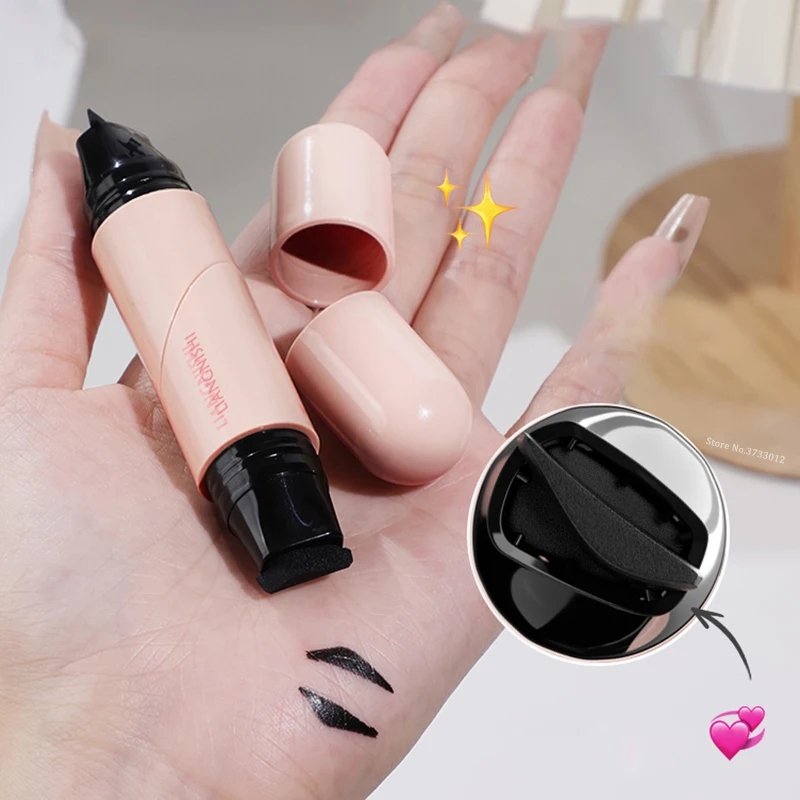 ปากกาอายไลเนอร์แบบแสตมป์ ซ้าย-ขวา กันน้ำ หัวสามเหลี่ยม ชนิดน้ำ สีดำ-น้ำตาล ติดทนนาน แห้งเร็ว เครื่องสำอาง