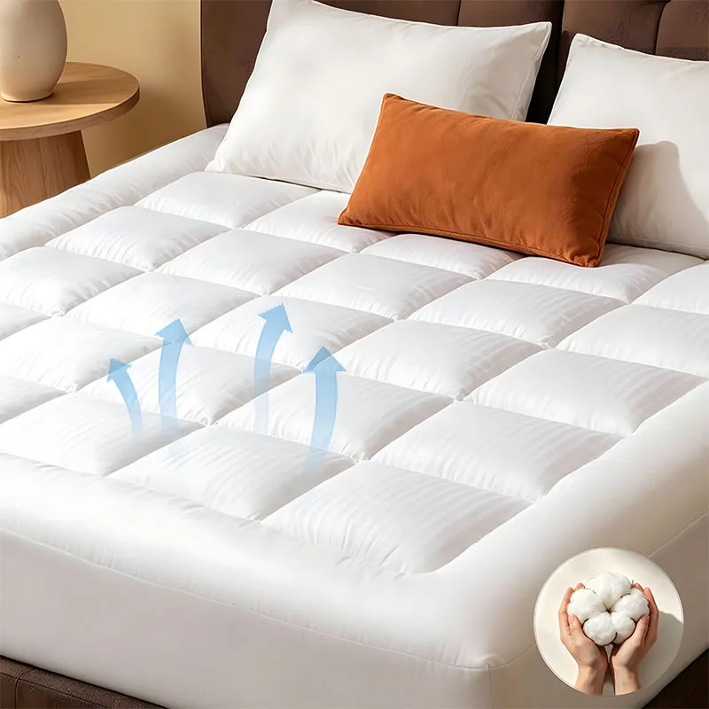 White Mattress Topper Twin Size Full Back Support Ultra Soft Cotton Pillow Top Mattress Pad Premium Breathable Microfiber Top Layer Absorbs Moisture and Wicks Away Sweat To Keep Cool and Comfortable Machine Washable and Easy To Care For
