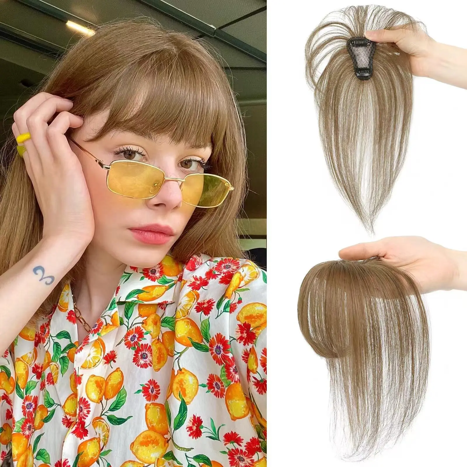 3D French Air Bangs Clip-in Pedaços de Cabelo para Mulheres, 100% Cabelo Humano, Air Bangs, Bangs Falso