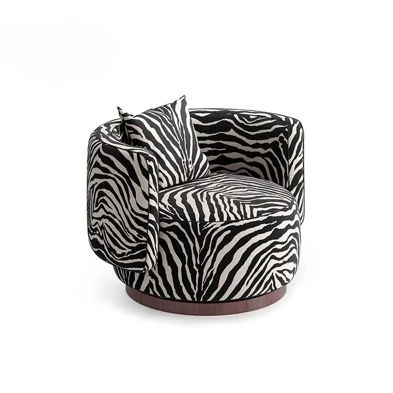 

Luxury single sofa design armchair perfect for living room with black and white zebra textured fabric