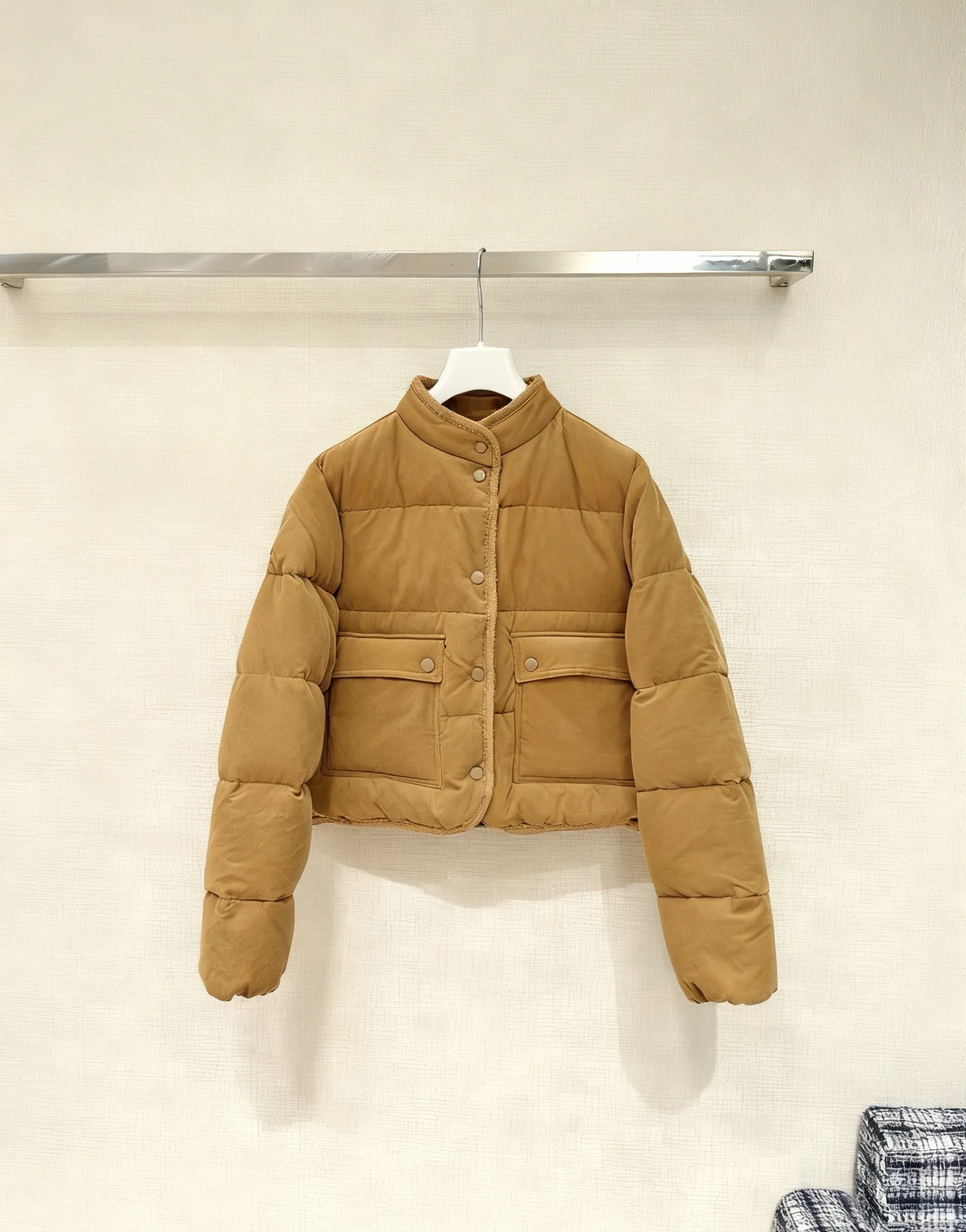 2025 المرأة الجمل اقتصاص سترة منفوخة الوقوف طوق مبطن معطف القطن الدافئ ملابس خارجية الشتاء عادية #1