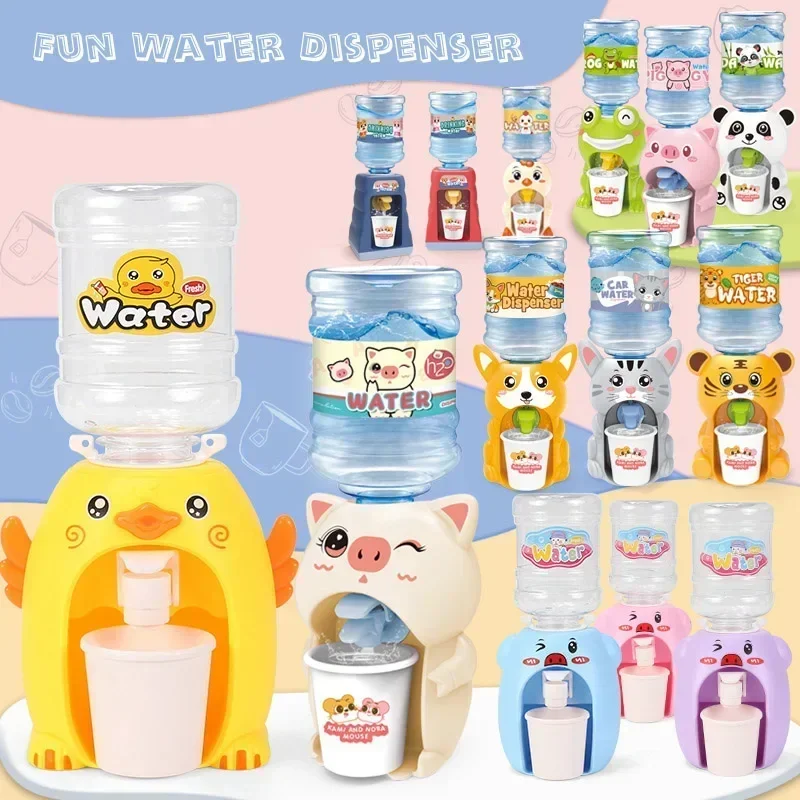 Mini Water Dispenser Cute Baby Toy Drinking Water Cooler Lifelike Children Cartoon Simulation Device for Kid Home Decor Ornament