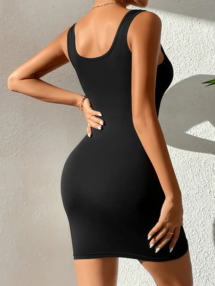 Vestido Mini con Tirantes Sexy 2024 Nuevo Verano Mujer Bodycon Fiesta Club Vestido Femenino Camisola Liso Negro Blanco Tubo 2