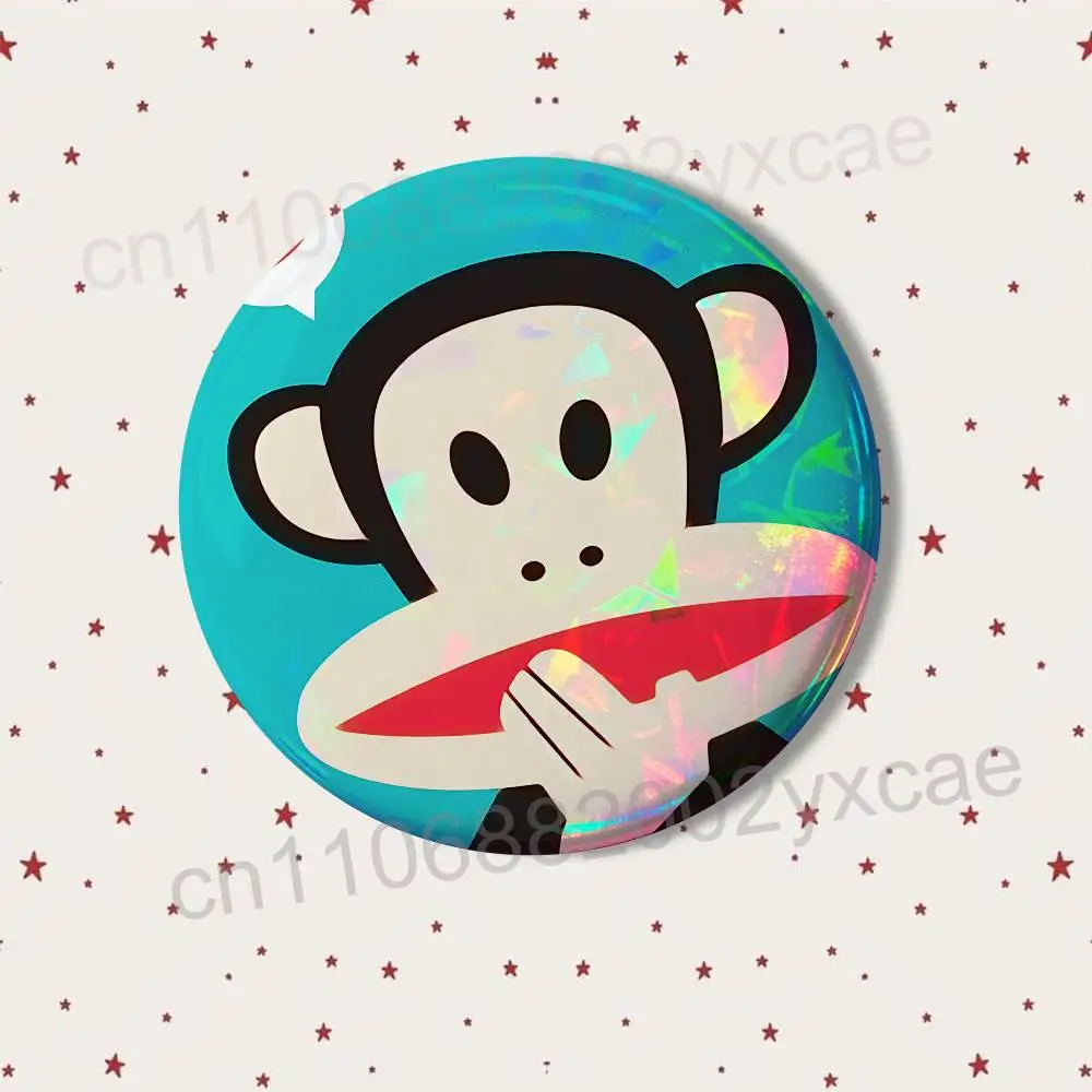 Dies ist ein Affen-Paul-Frank-Abzeichen für Rucksäcke, Kleidungsdekoration, runde Brosche aus Weißblech, lustige, individuelle Geschenke für Freunde – Detail 13