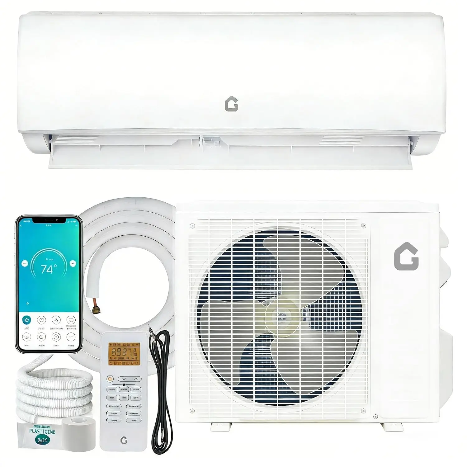 11500 BTU 17 SEER Ductless Mini Split AC Heat Pump, WiFi Inverter Wall Mount System for Bedroom RV Office, Customized