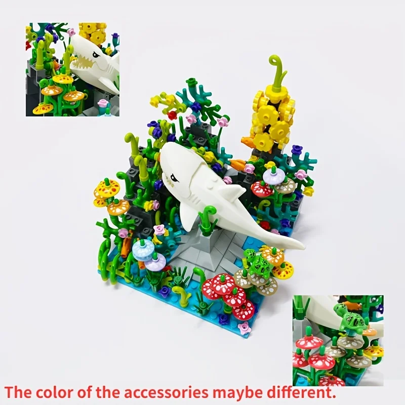 MOC Underwater World Building Blocks Creative Cute Sea Animals Shark Dolphin Blocks Set Toys City Bricks Toys for Children Gift