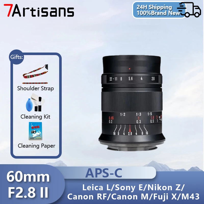 7artisans 60mm F2.8 II APS-C Macro Lens Manual Fixed Focus Lens for Sony E Nikon Z Canon R Leica Sigma Lumix L EOS M M43 FX