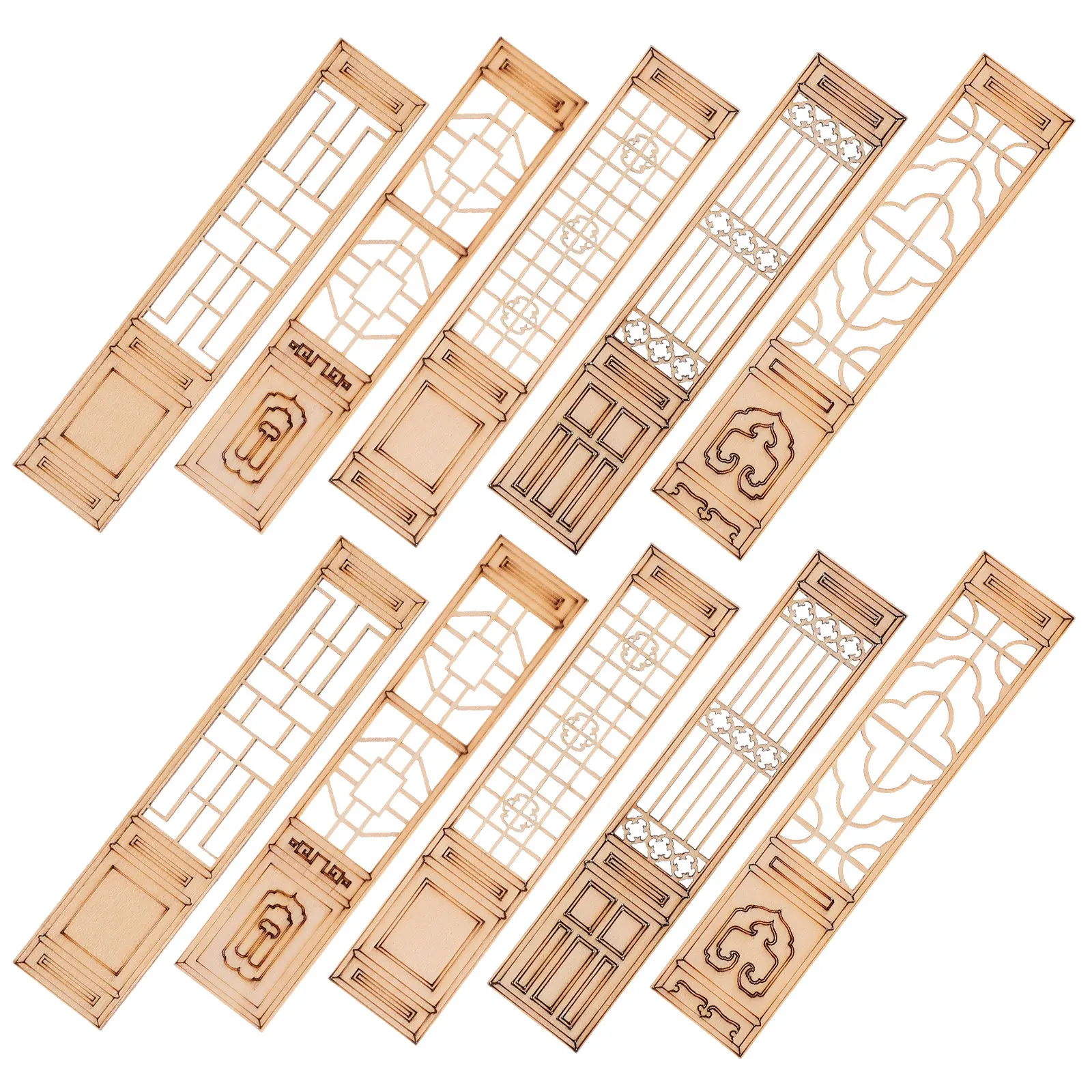 

10Pcs Wooden Screen Miniature Screens ABS Vintage DIY Crafts Dollhouse Furniture Accessories Decorative Mini House Screen Basing