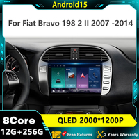 Android 15 For Fiat Bravo 198 2 II 2007 -2014 Radio Multimedia Player Navigation GPS Head t 4G WIFI DVD Wireless Carplay