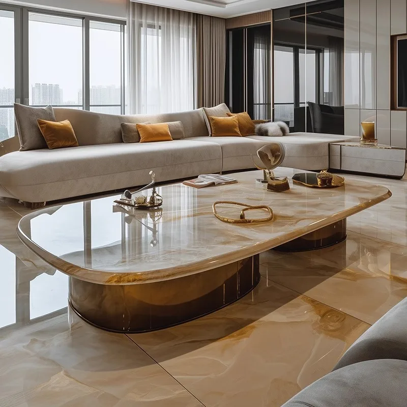 Creative Thickened Marble Rectangular Coffee Table Large Apartment Villa High-grade Microcrystalline Stone Tea