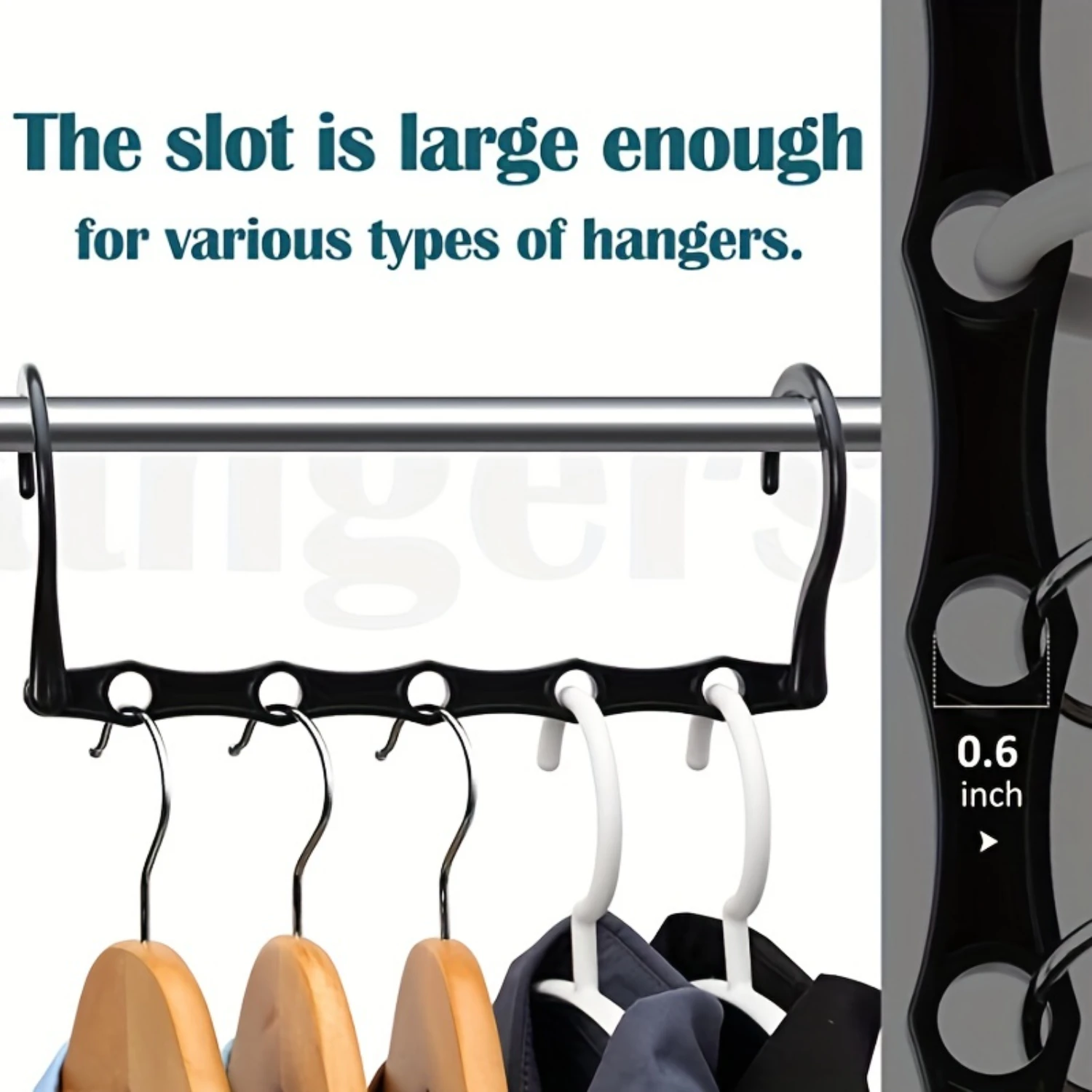 6 Pack Magic Hangers - Ultra-Durable Closet Space Saver - Effortlessly Organize Heavy Clothes with Multi-Functional Sturdy Plast