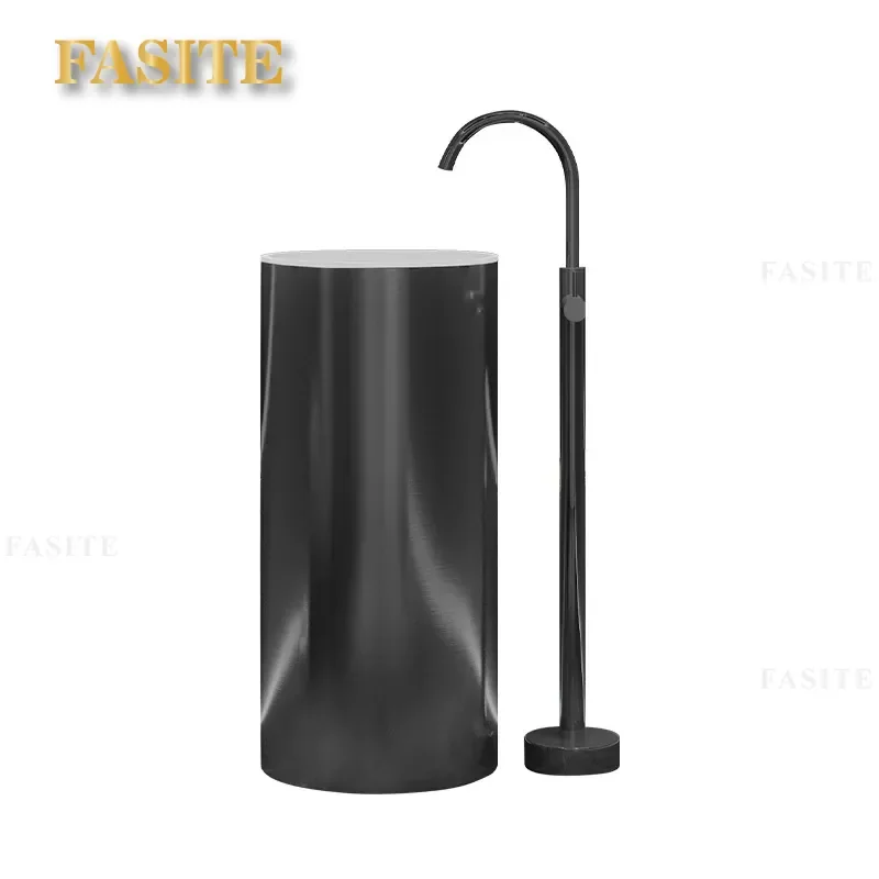 304 Stainless Steel Column Basin Simple Washbasin for Hotel Bar Apartment Public Bathroom Floor to Ceiling Pedestal Sink