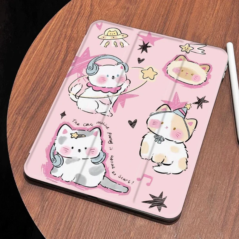 Smart Cover Case for IPad Air 6 Case IPad 10th Gen Air 4 Air 5 10.9 Pro 11 2nd 3rd 4th IPad 10.2 7th 9th 8th Cute Kitten Print