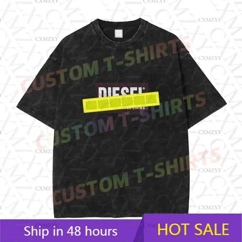 

Summer Vintage Cotton Washed Diesels Successful Living T-Shirt Loose T Shirts Men Y2K Hip Hop Top Tee