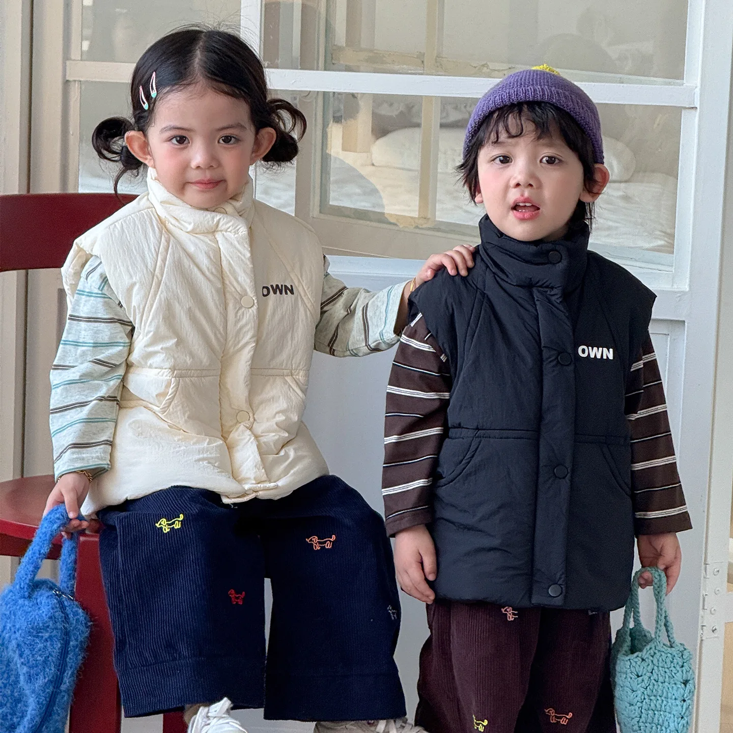 2026 Kids Solid Color Vest Boys Girls Fleece Thick Fall Winter 2026 New Winter Baby Vest Warm Jacket
