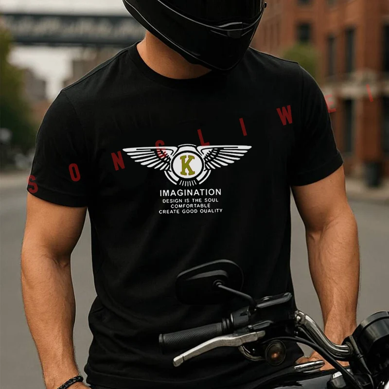 Featuring Stylish Letter Prints Motorcycle T-Shirt Men Hip Hop Streetwear Unisex Casual Fashion Short Sleeve Tops