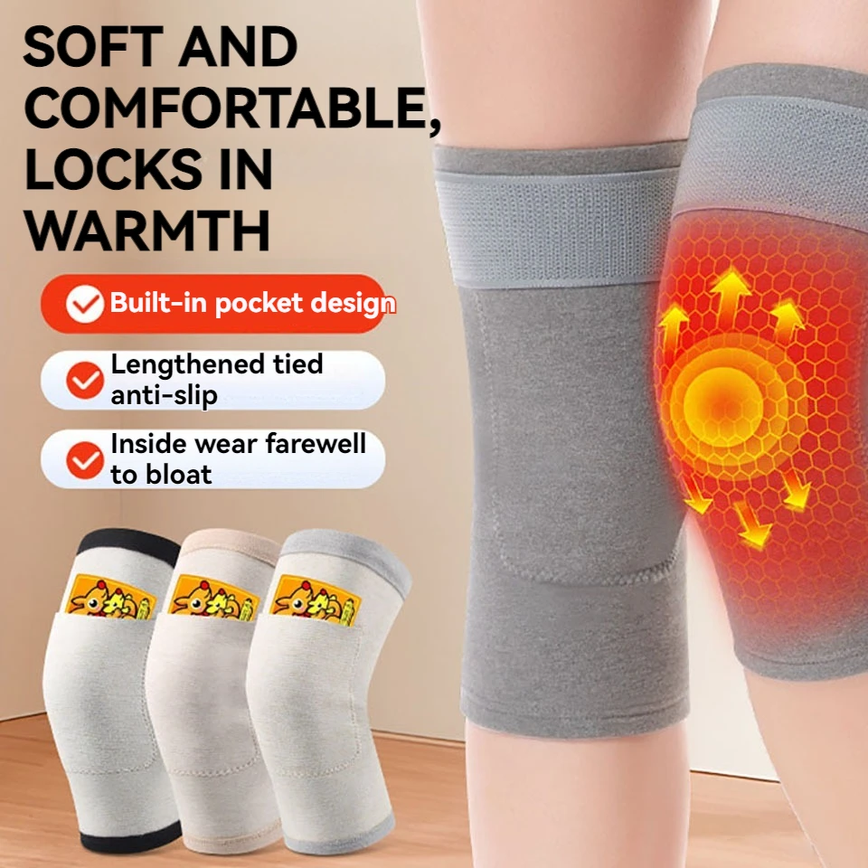 1Pair Elbow Knee Pads Run Basketball Badminton Sports Keep Warm Derong Fever Knee Joint Leg Guards Old Man The Strap Anti-slip