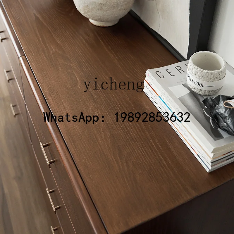 vacation-style six-chest cabinet ash wood solid wood medieval storage locker living room bedroom