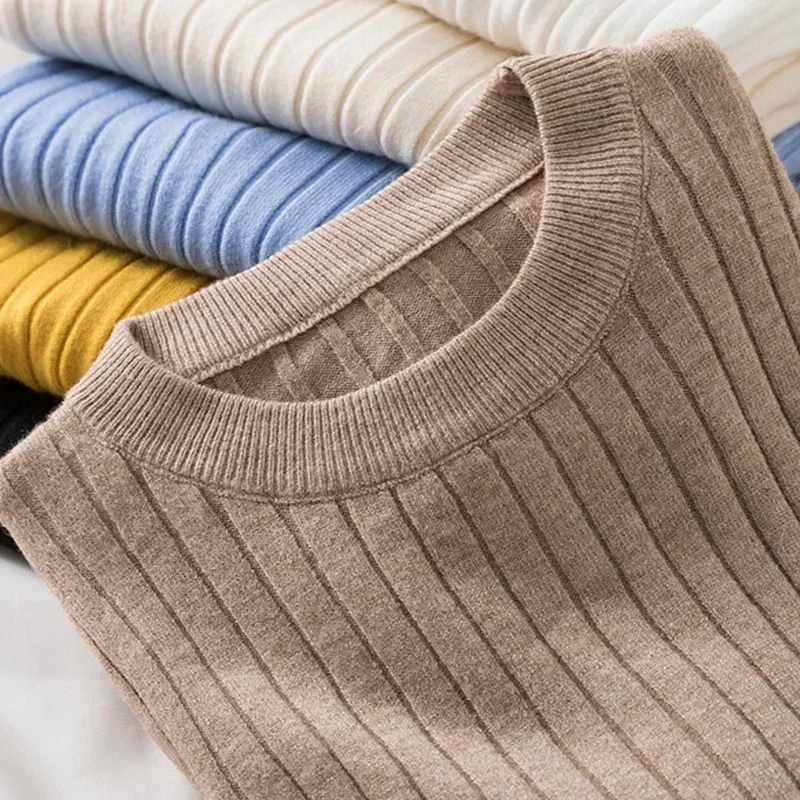 Knit Pullover Sweater Long Sleeve Tops Blouse Clothes Autumn Winter Solid Slim Soft Warm Basic Streetwear O Neck Jumper Top