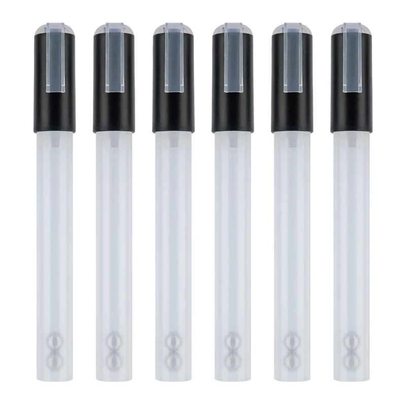 6Pcs Blank Refillable Paint Pen Clear Pen Tube for Watercolor Oil Painting