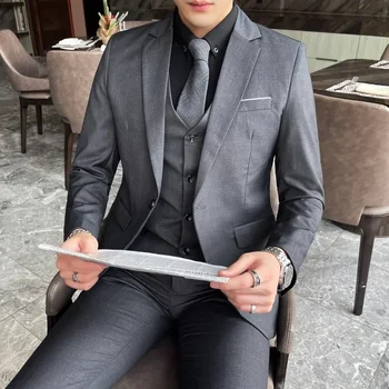 S-9XL New (Blazer+Vest+Pants) Men's Fashion Business Gentleman Professional Formal Dress Korean Version Banquet Dress Suit 6XL 3 S-9XL New (Blazer+Vest+Pants) Men's Fashion Business Gentleman Professional Formal Dress Korean Version Banquet Dress Suit 6XL 3