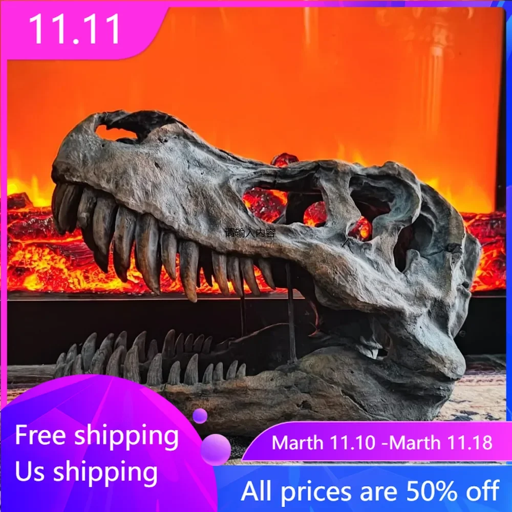 Giant Tyrannosaurus rex skull wall mounted fossil statue dinosaur head trophy animal statue decoration sculpture length 20 ''