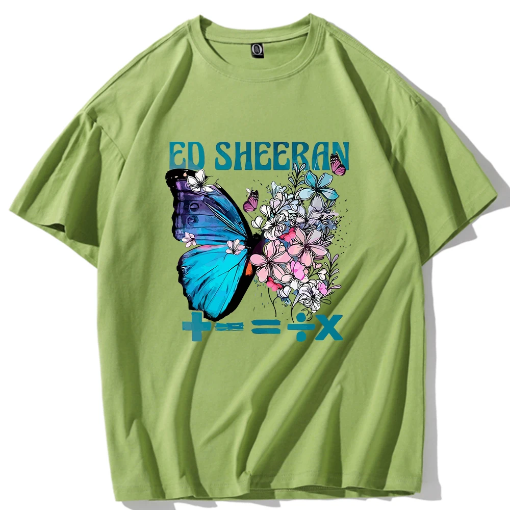 Ed Sheeran Mathematics Tour 2024 Butterfly T-shirt O-Neck Short Sleeve Shirts Fans Gift