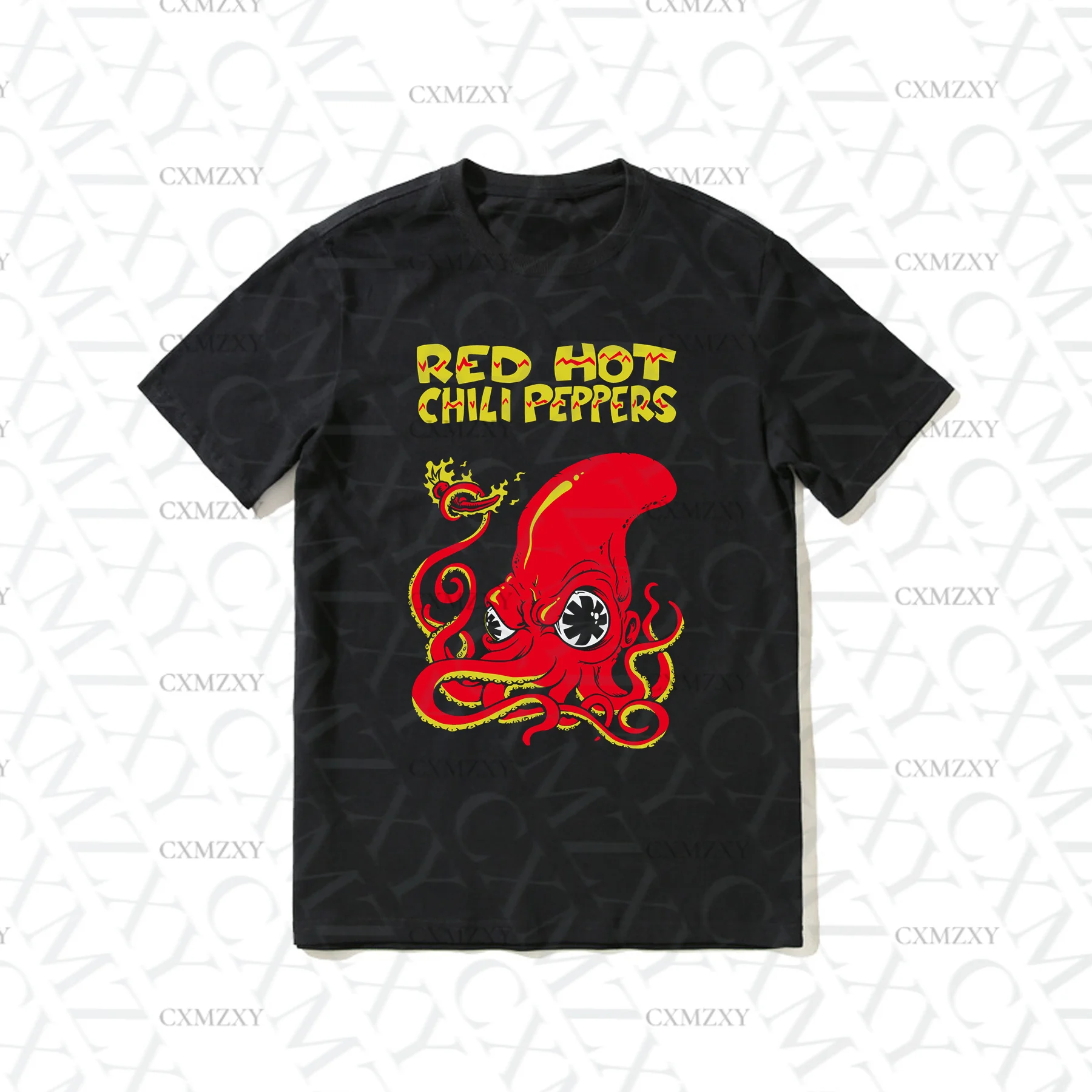 

2025 Hot Sale Summer 100% Cotton Red-Hot-Chili-Peppers Fire Squid T Shirt Men Short Sleeves Cool Tee Hip Hop Streetwear T-shirt
