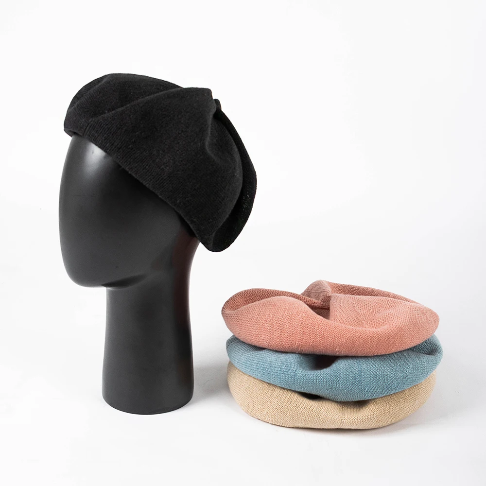 Women Linen Beret with wrinkle design Beret Hat for Spring and Autumn