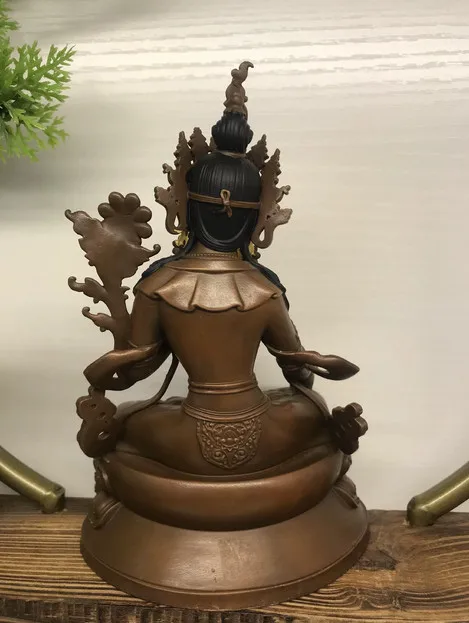 15CM Tibet Face Painted White Tara Goddess Mother Buddha Copper Statue
