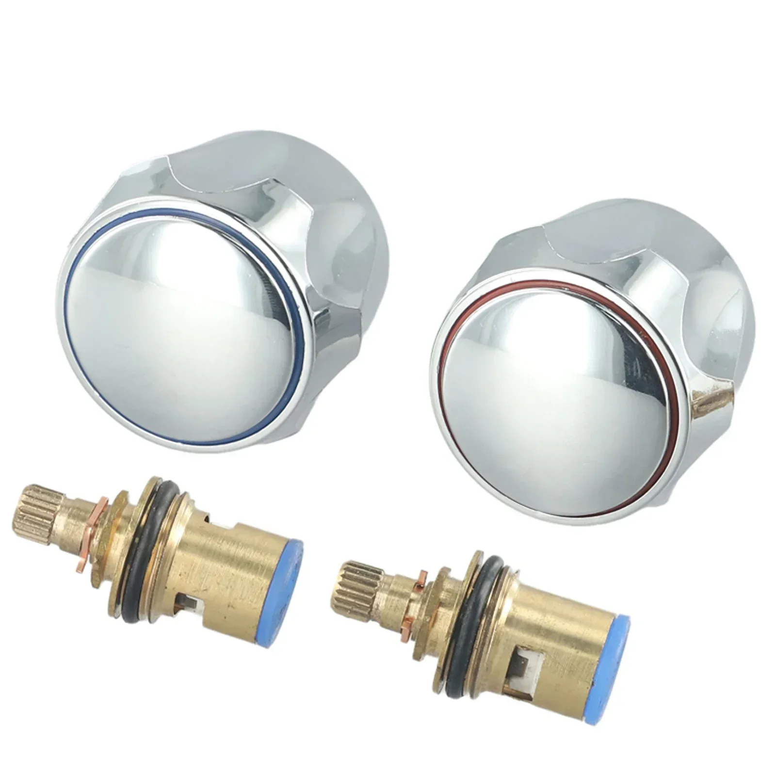 2 Pcs Hot Cold Faucet Tap Handle Knobs Copper Valve Taps Head Thread Basin Sink Washer Replacement For Bathroom Kitchen Tap