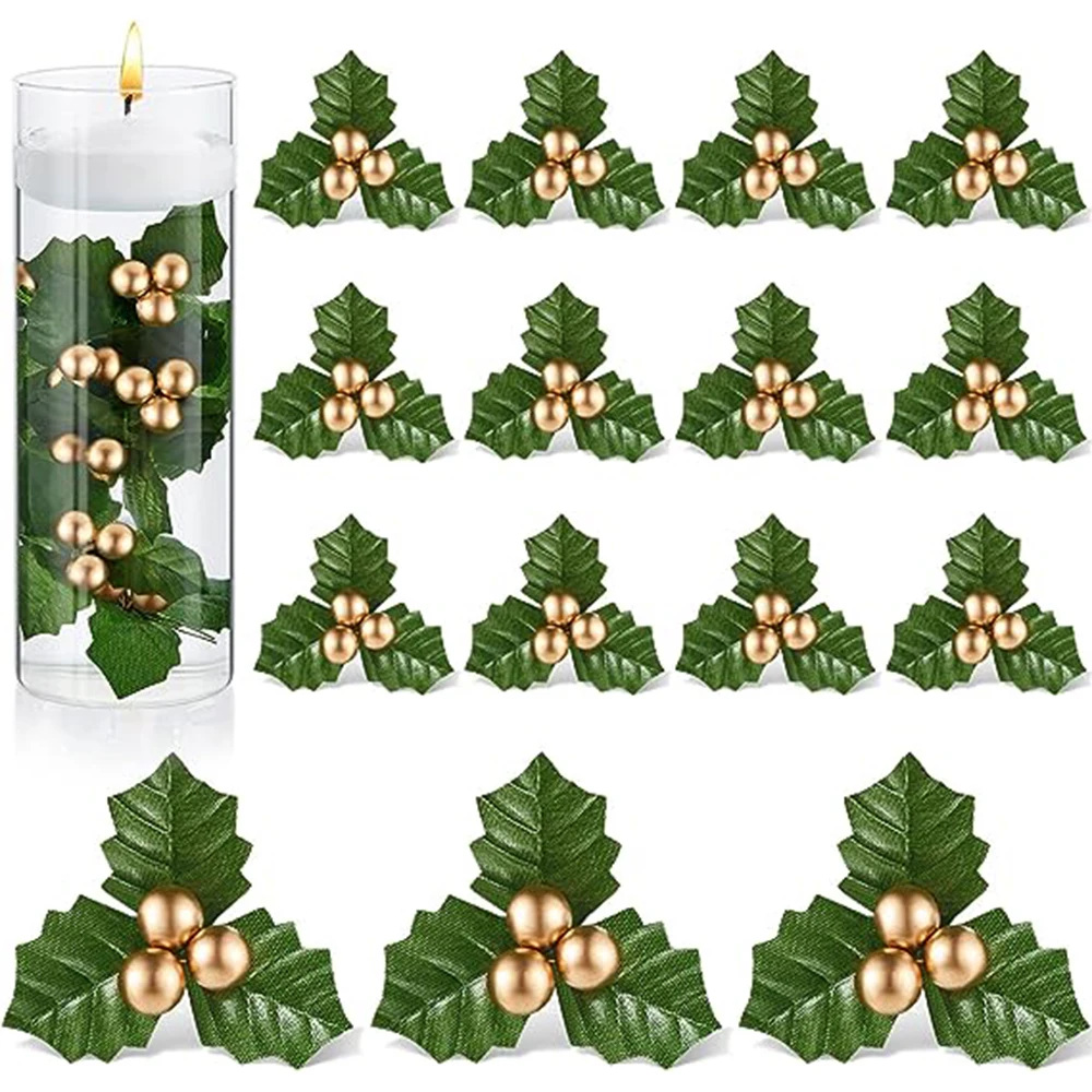 

30pcs Holly Berries Faux Berry Christmas Vase Fillers Floating Flower Wreath Arrangement Fillers Party Candle DIY Decoration