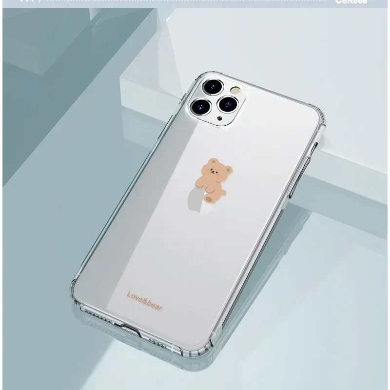 Funny Cute Bear Bunny Paired Couple Phone Case For iPhone 13 15 14 12 11 16 Pro Max 12 Mini XS XR SE 8 Plus Fundas Covers