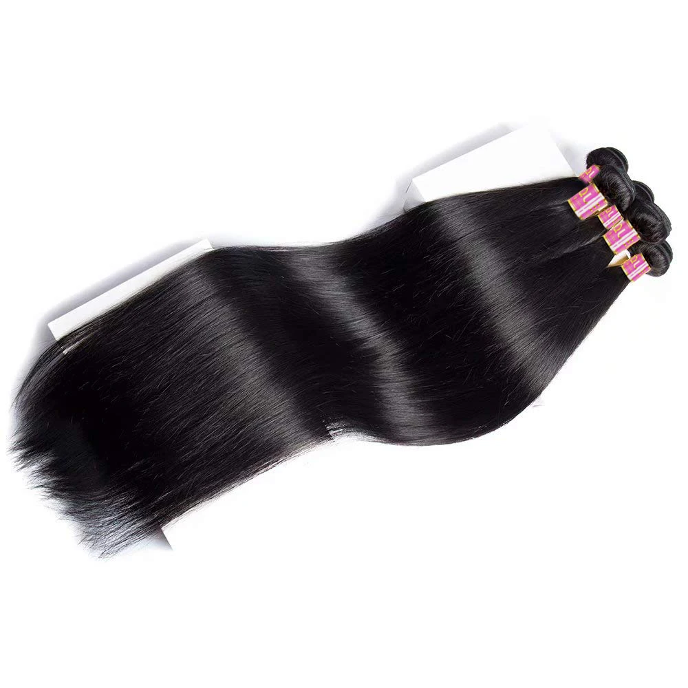 Long Straight Human Hair Bundles 30 32 40 Inch 1/3/4 PCS Human Hair Weave Straight Peruvian Hair 100% Remy Hair Extension QUEEN