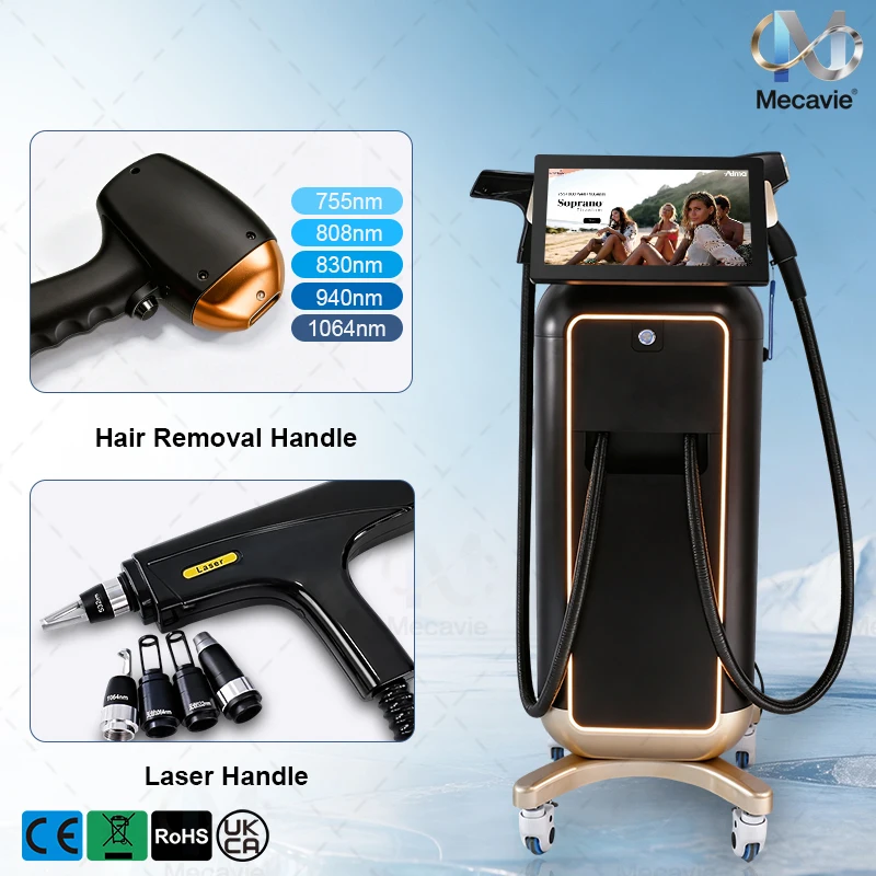 2026 Updated 2-In-1 Diode Laser Beauty System Combined Hair Removal & High Energy Laser Skin Care Professional Salon Equipment