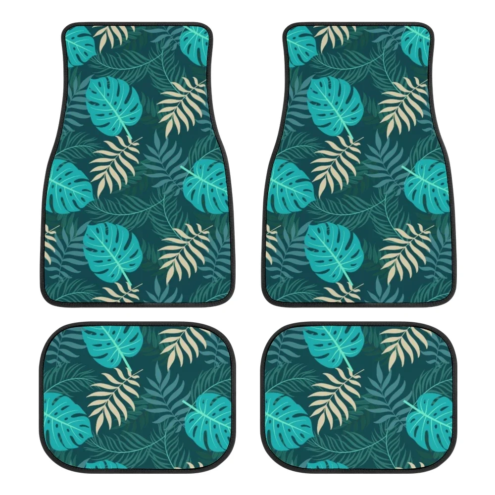 Leaves Green Plant Pattern Car Floor Mats Rubber Fits Most Car Accessories Decoration Interior Car Floor Mats