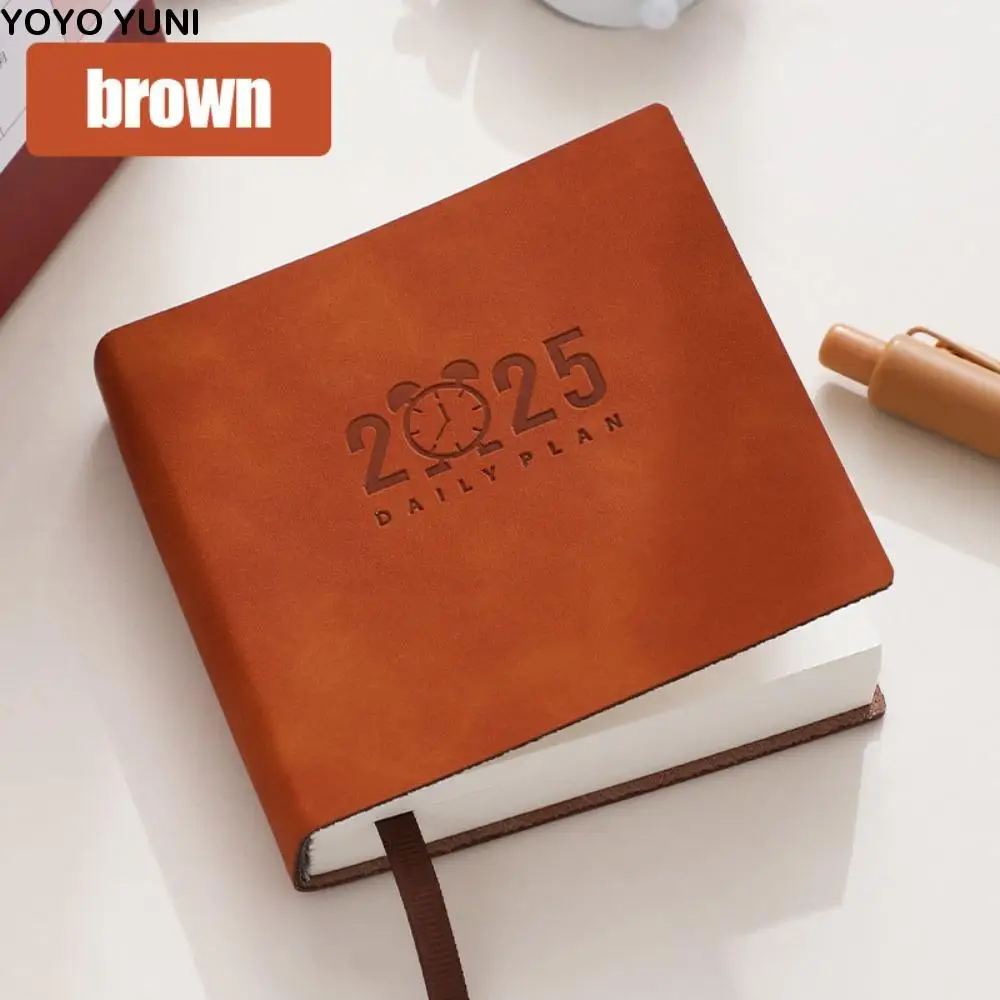 メモ帳 ミニノートブック スクエア 効率的 ポケット スケジュールブック 時間管理 PUレザー デイリープランナー 学生