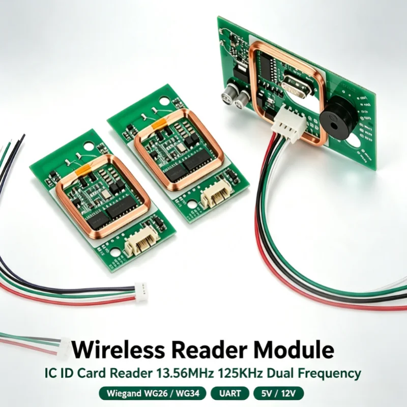 Wireless Reader Module IC ID Card Reader 13.56MHz 125KHz Dual Frequency Wiegand WG26 WG34/ UART 5V 12V
