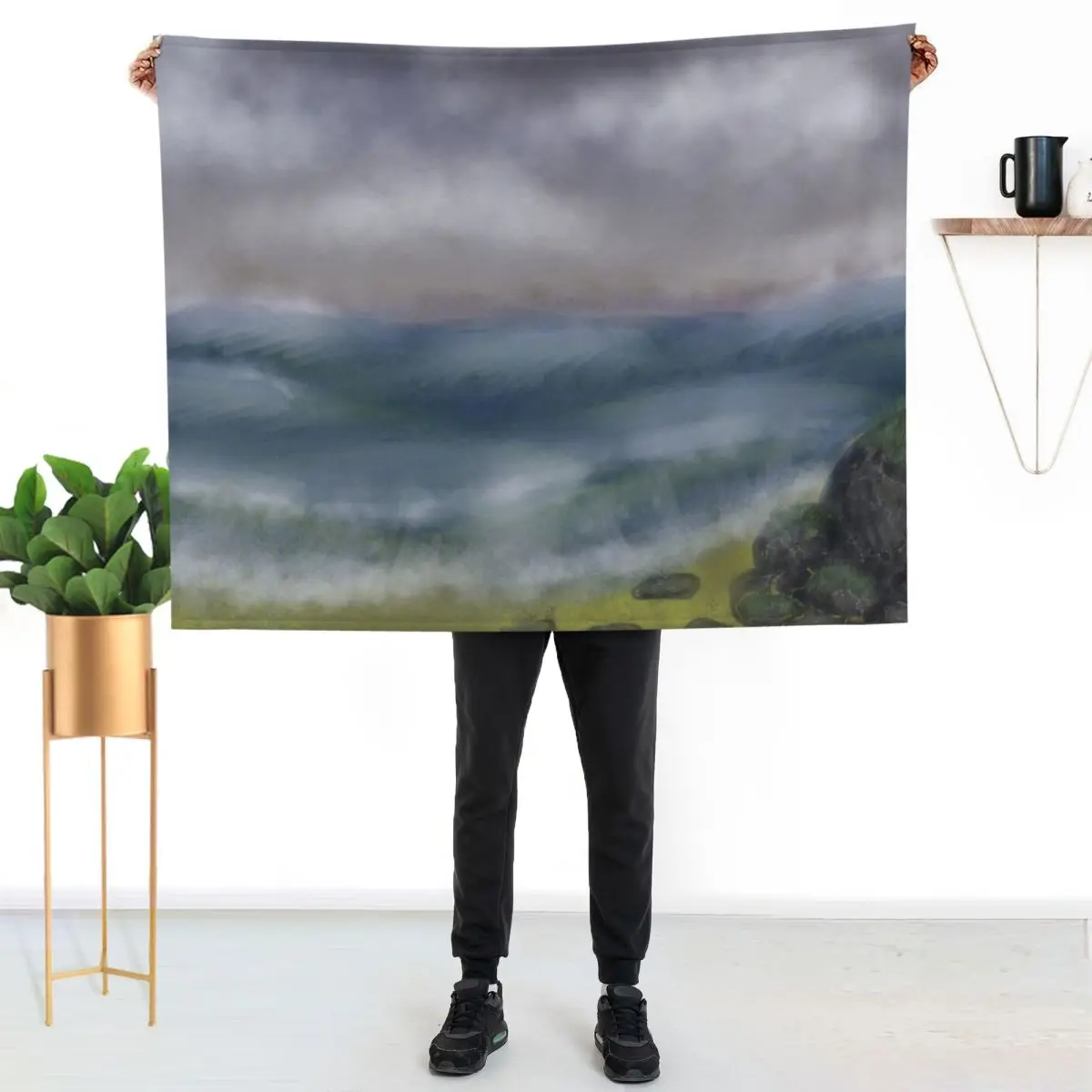 Cloudy cliff seaside Throw Blanket Sofa Throw Loose Luxury St Kid'S warm winter funny gift Blankets