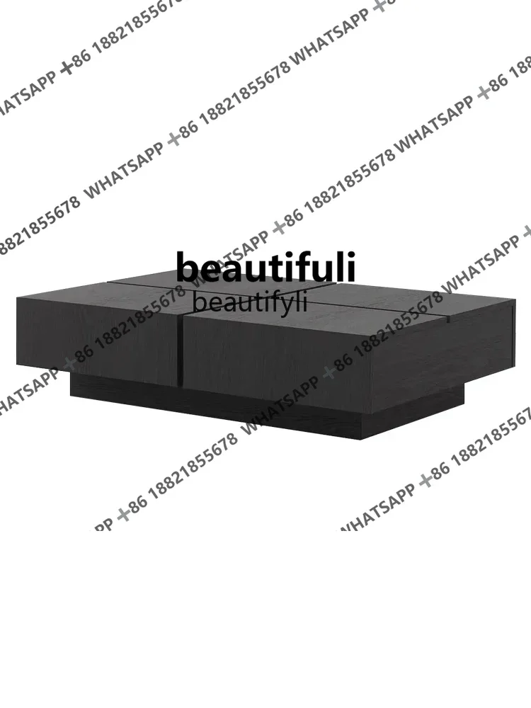 Solid Wood Tea Table Italian Minimalist Designer Living Room Home Modern Coffee Table Black Square Chinese Style